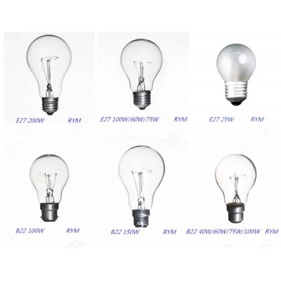 A55 Incandescent light bulb. 110-130V / 220-240V 100W